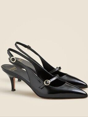 J Crew Made-in-Italy Colette buckle slingback pumps in leather CC042 Size 7